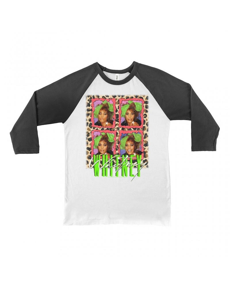 Whitney Houston 3/4 Sleeve Baseball Tee | Leopard Pop Art Shirt $8.39 Shirts