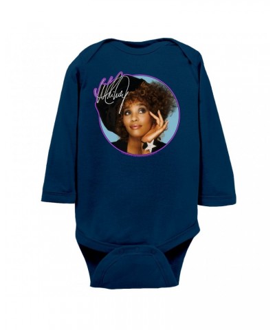 Whitney Houston Long Sleeve Bodysuit | Whitney Signature Album Photo Pink Image Bodysuit $9.83 Shirts