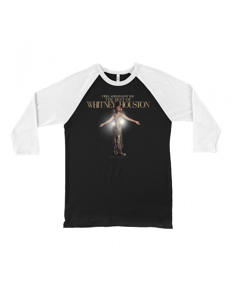 Whitney Houston 3/4 Sleeve Baseball Tee | I Will Always Love You Single Album Cover Shirt $9.67 Shirts