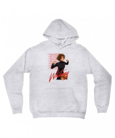 Whitney Houston Hoodie | I Will Always Love You Red Repeating Image Hoodie $7.58 Sweatshirts