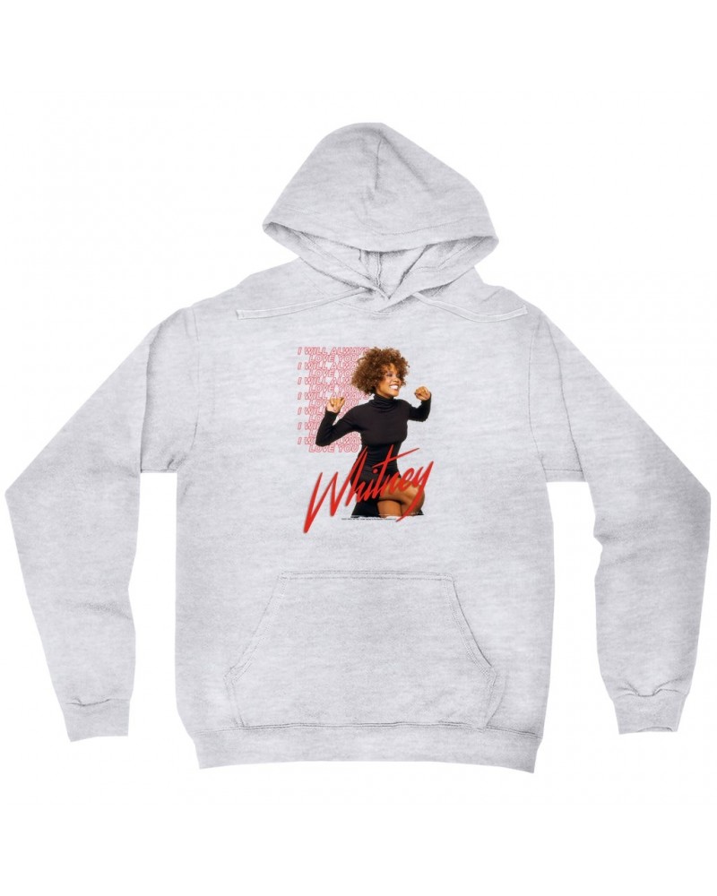 Whitney Houston Hoodie | I Will Always Love You Red Repeating Image Hoodie $7.58 Sweatshirts