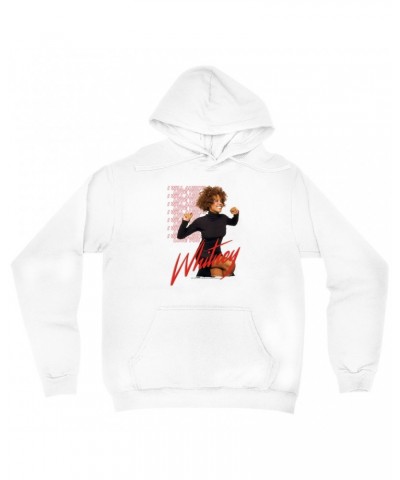 Whitney Houston Hoodie | I Will Always Love You Red Repeating Image Hoodie $7.58 Sweatshirts