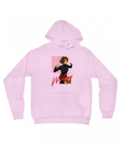 Whitney Houston Hoodie | I Will Always Love You Red Repeating Image Hoodie $7.58 Sweatshirts