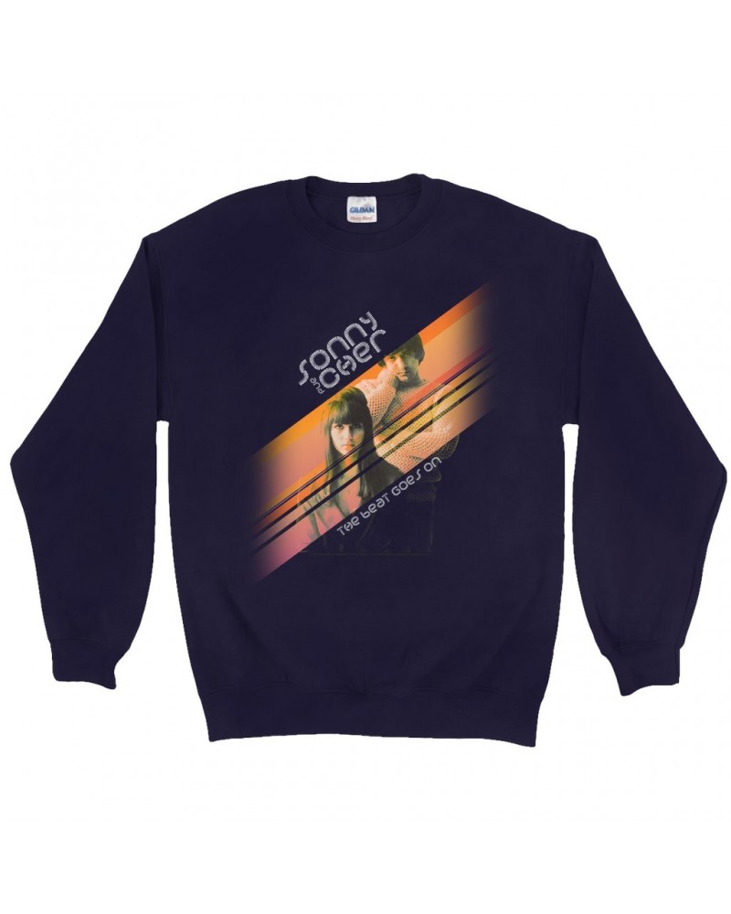 Sonny & Cher Sweatshirt | The Beat Goes On Orange Stripes Sweatshirt $7.76 Sweatshirts