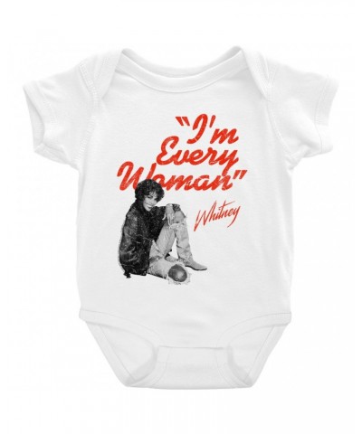 Whitney Houston Baby Short Sleeve Bodysuit | I'm Every Woman Distressed Bodysuit $19.28 Kids